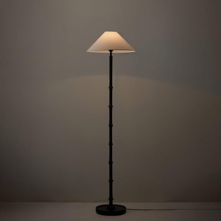 Black Bamboo Floor Lamp 11.8"