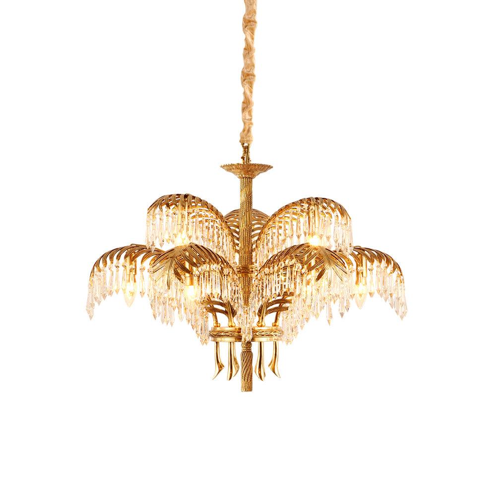 Brass_Palm_Leaf_Crystal_Chandelier_1