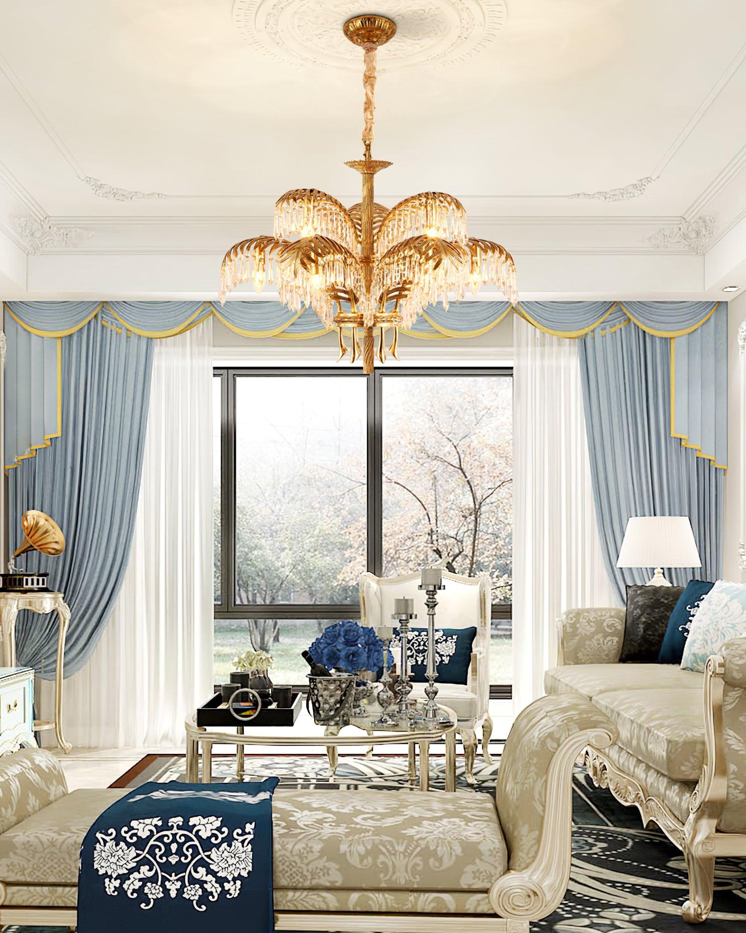 Brass_Palm_Leaf_Crystal_Chandelier_11