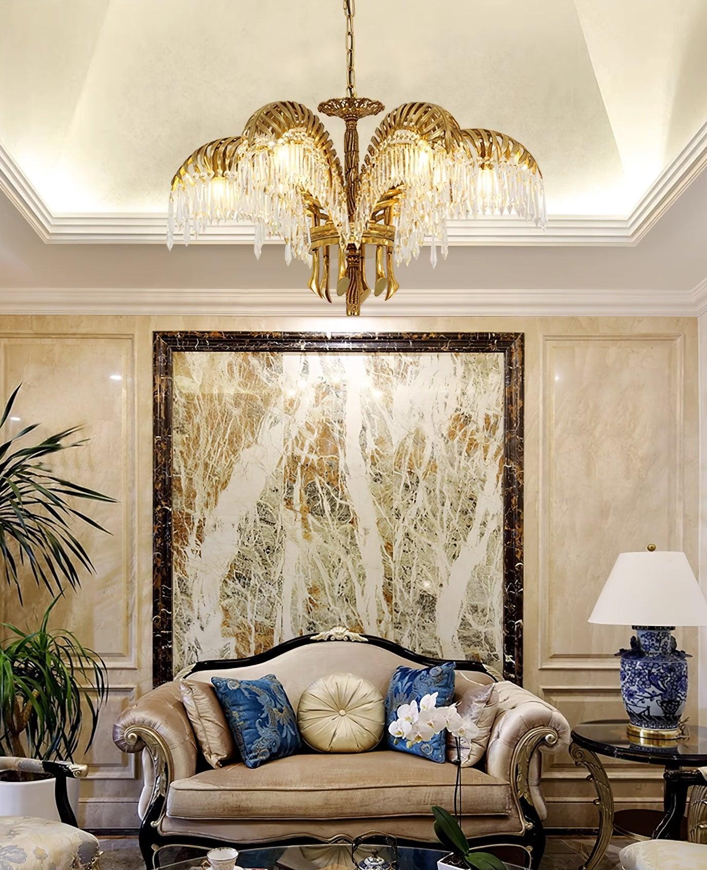 Brass_Palm_Leaf_Crystal_Chandelier_13