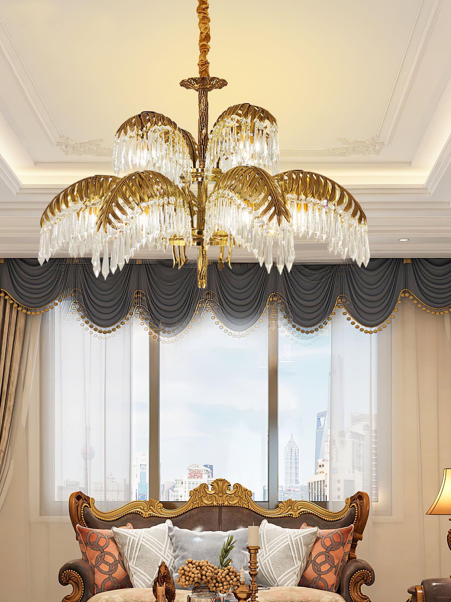 Brass_Palm_Leaf_Crystal_Chandelier_15