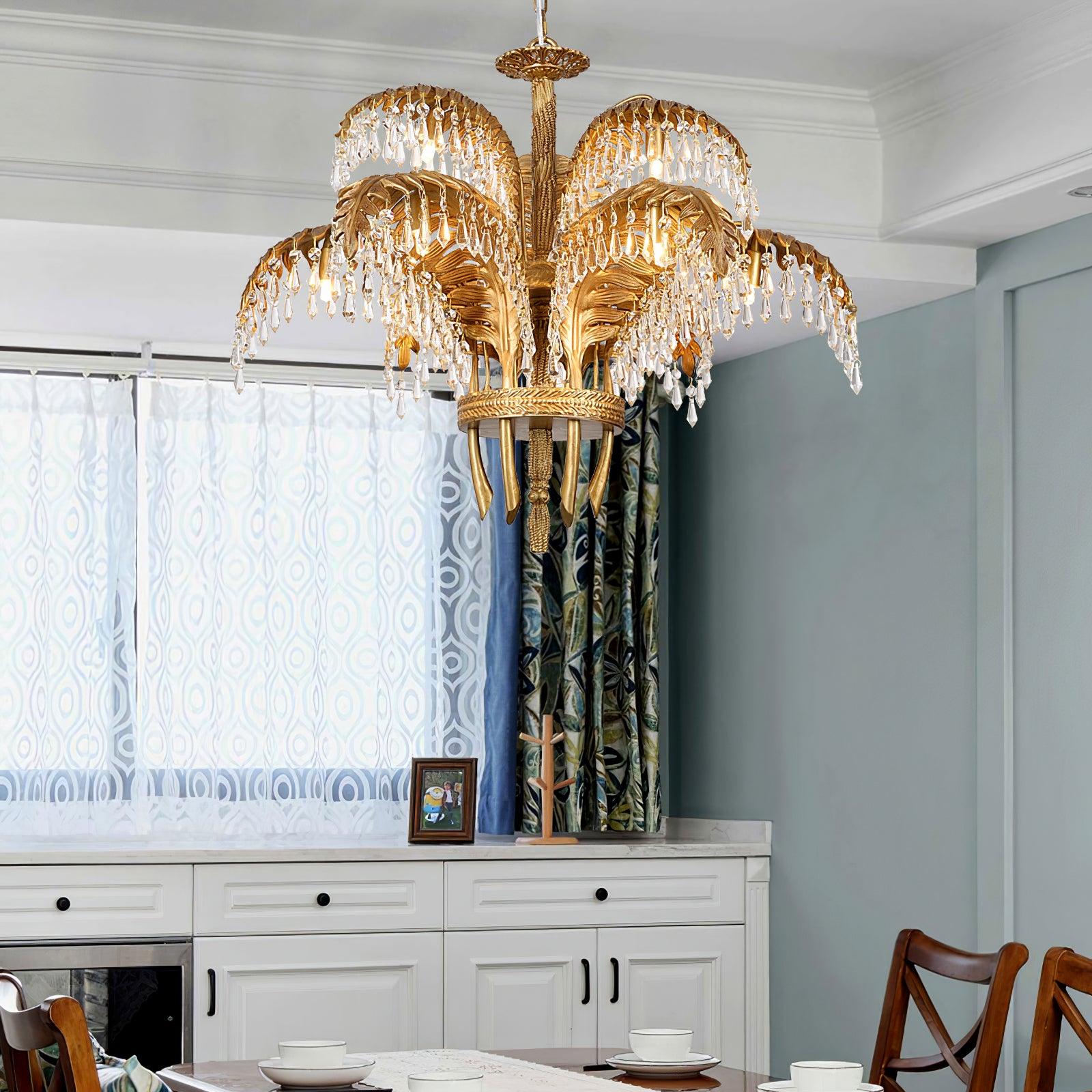 Brass_Palm_Leaf_Crystal_Chandelier_4