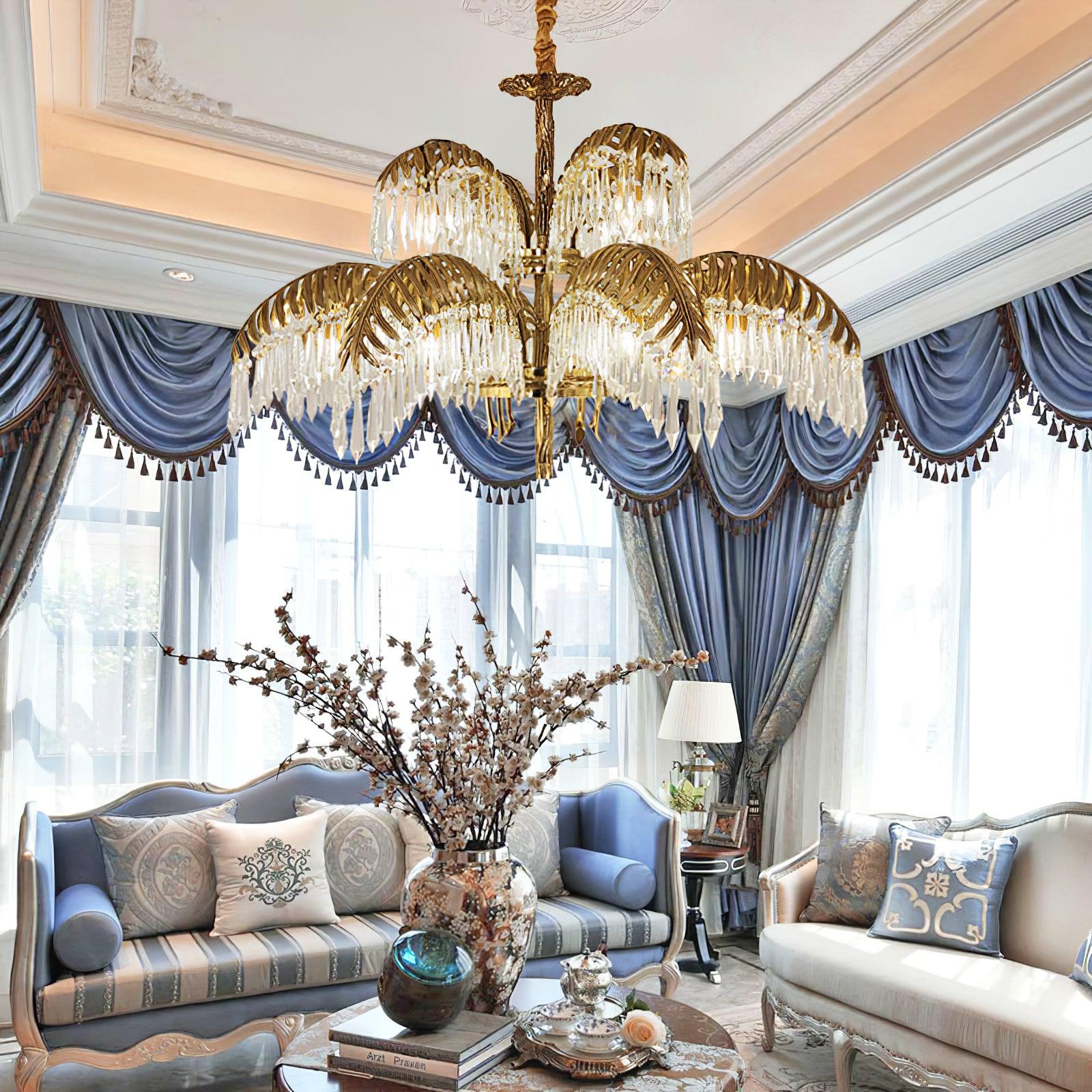 Brass_Palm_Leaf_Crystal_Chandelier_5