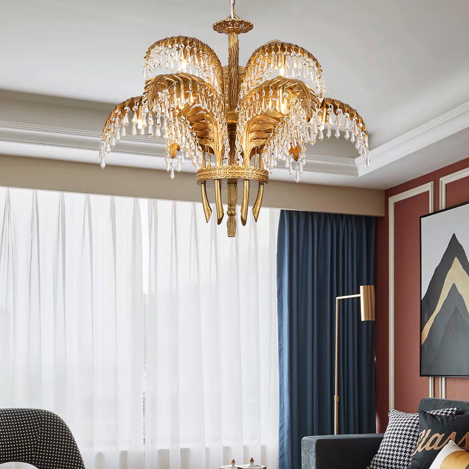 Brass_Palm_Leaf_Crystal_Chandelier_6