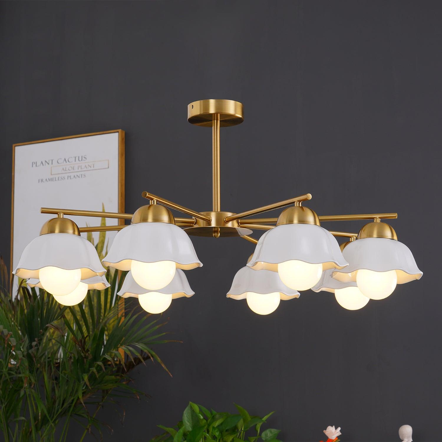 Flower_Shade_Brass_Chandelier_7