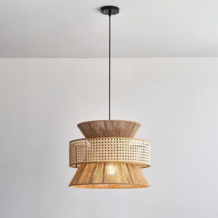 Rattan Bamboo Pendant Lamp 15.7"