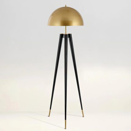 Three Legged Gold Gong Floor Lamp 19.7"